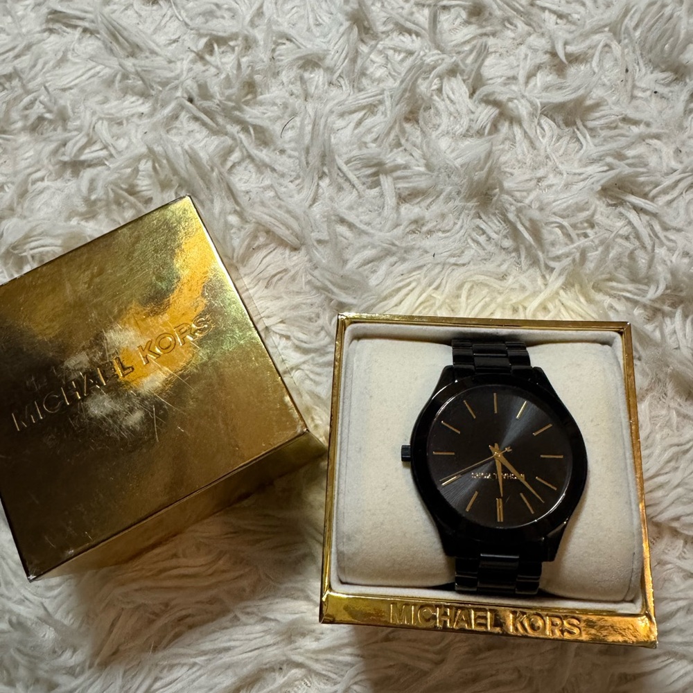 Michael Kors Black and Gold Link Bracelet Watch